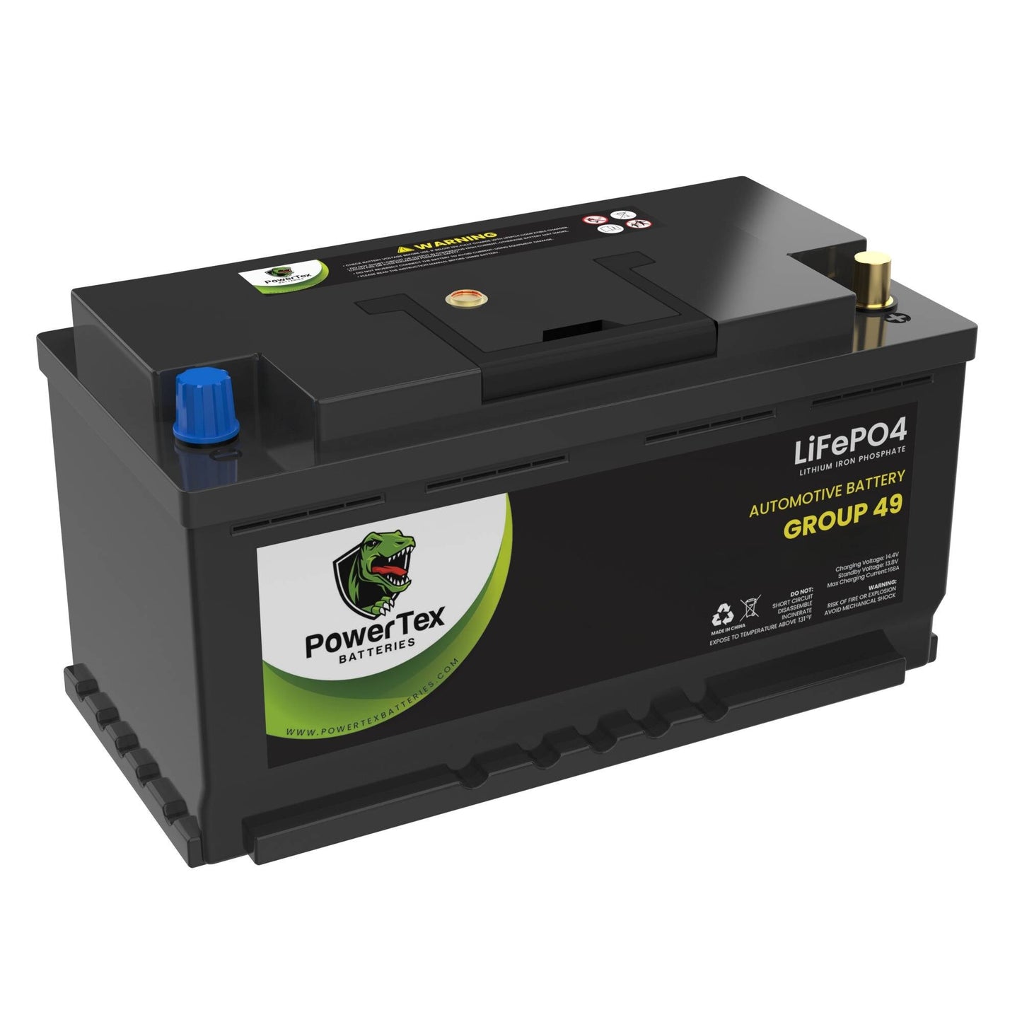 PowerTex 2019 Jaguar F-Pace Car Battery BCI Group 49 / H8 Replacement Lithium LiFePO4 Automotive Battery - PTLG49-993
