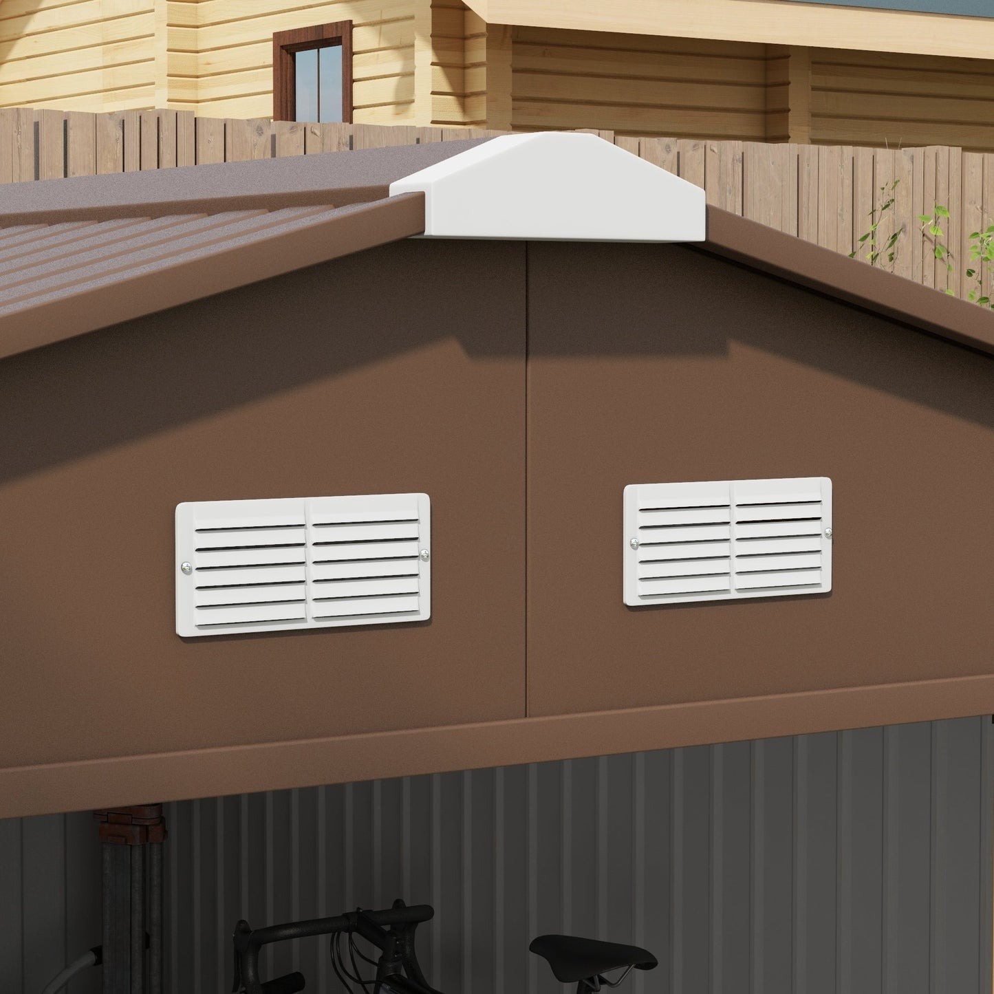 Outsunny EverBase 11' x 13' Outdoor Storage Shed with Double Lockable Door & Air Vents, Yellow - 845-031V01YL