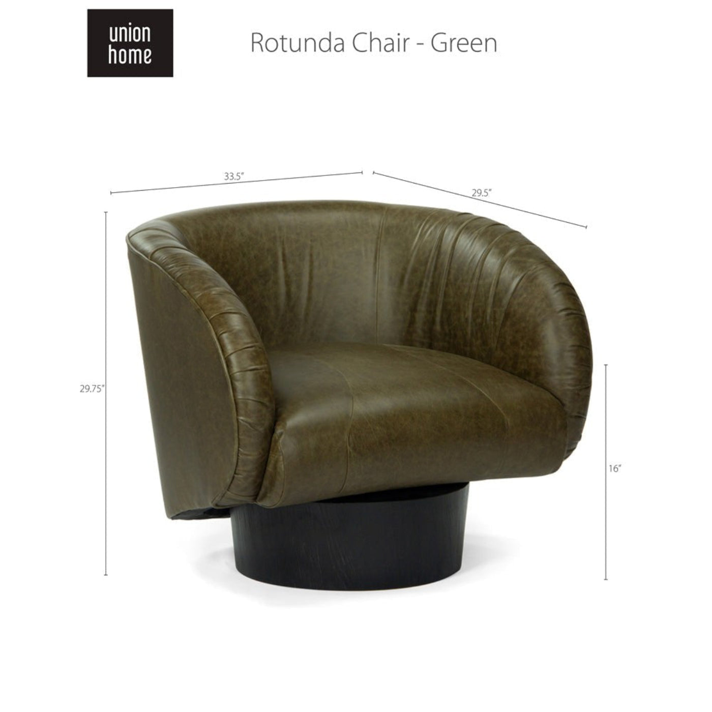 Union Home Rotunda Chair - Green Leather  - LVR00677