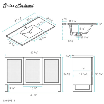 Swiss Madison Arles 48" Single, Bathroom Vanity in Honey - SM-BV811 - Backyard Provider
