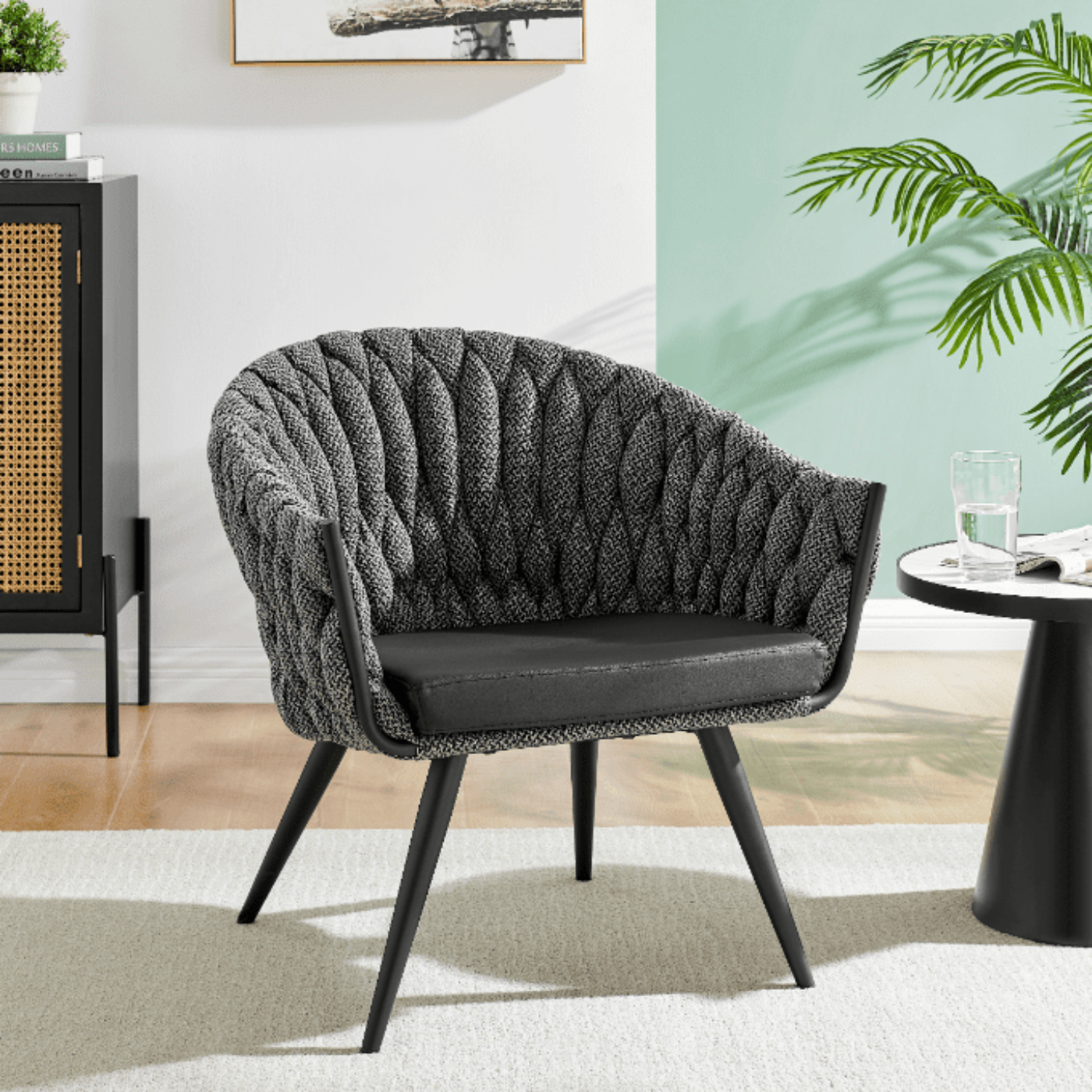 New Pacific Direct Fabian Fabric/ PU Bar Stool w/ Arms  - 1240017-5776
