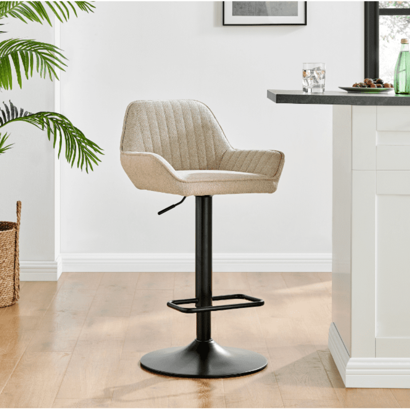 New Pacific Direct Luther Fabric Gaslift Swivel Bar Stool, (Set of 2)  - 9300122-528