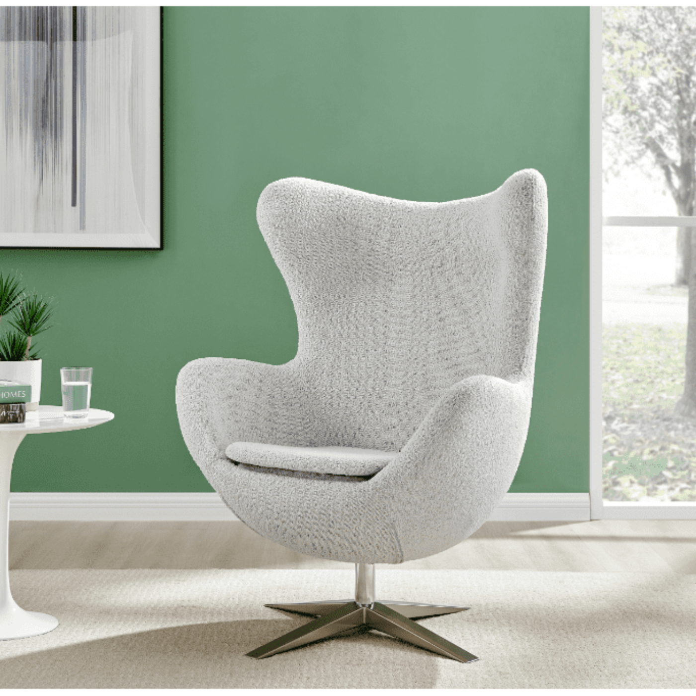 New Pacific Direct Max Fabric Swivel Rocker Accent Arm Chair Chrome Legs -  6300065-563