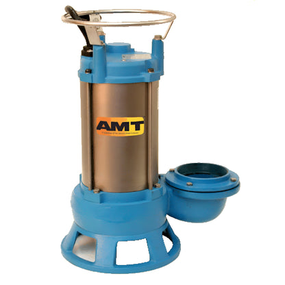 AMT 2" NPT Submersible Shredder Sewage Pump, 130 GPM, 1HP 1 Phase 230 VAC 60 Hz Motor, S/C Seal, Cast Iron /SS - 5761-95