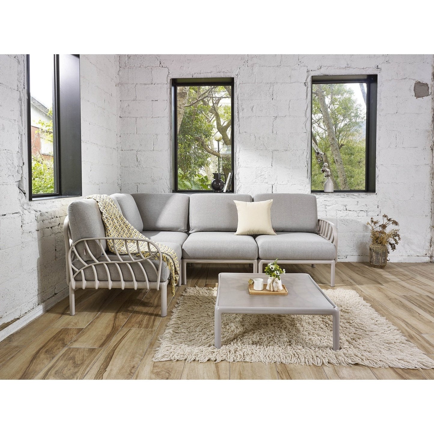 Strata Furniture Dahlia Patio Corner Loveseat and Table  - ODAXLETGG