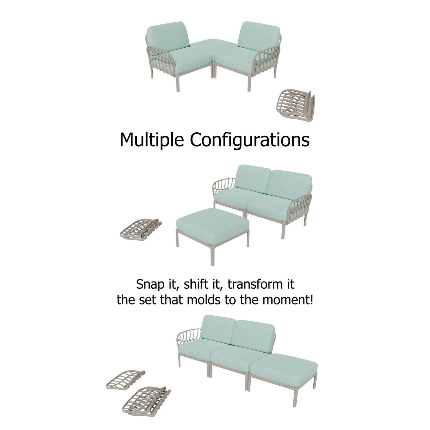 Strata Furniture Dahlia Patio Set Chairs and Ottoman  - ODACCOGM