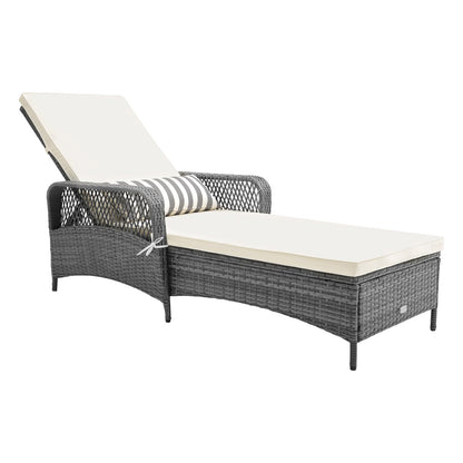 Tangkula Outdoor Chaise Lounge, Patio PE Recliner with 6-Level Backrest - HW71246