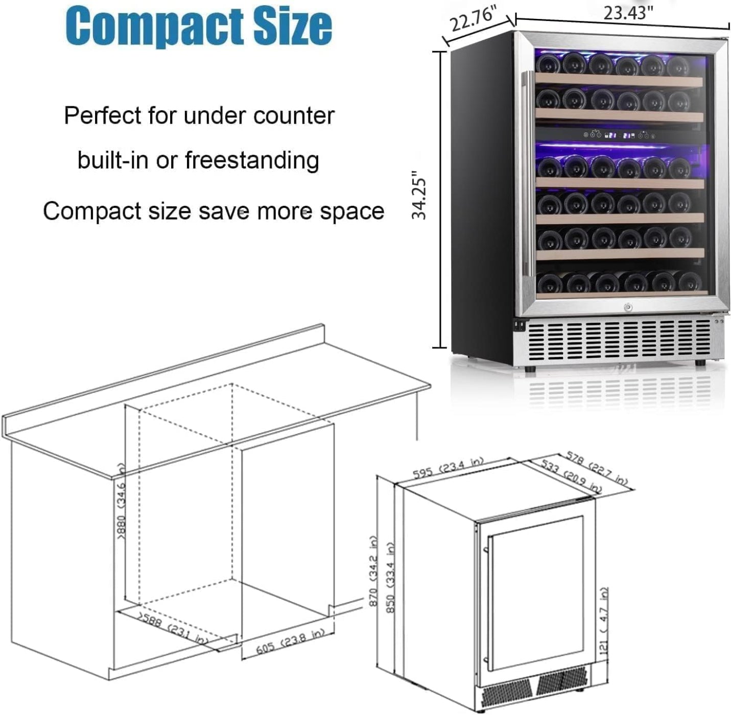 Antarctic Star 24" Wine Cooler Beverage Refrigerator - W51145B
