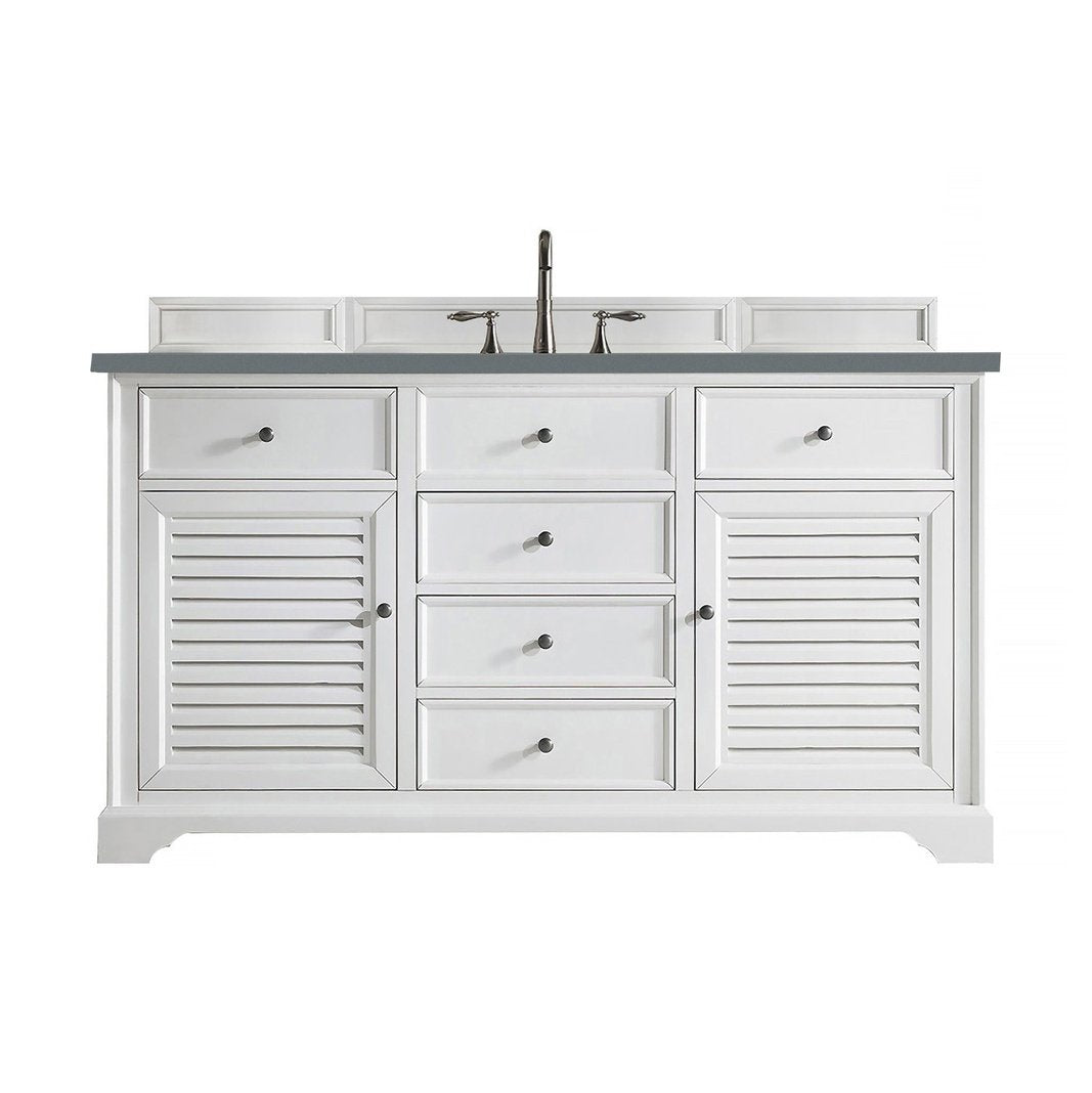 James Martin Vanities Savannah 60" Bright White Single Vanity - 238-104-V60S-BW-3AF