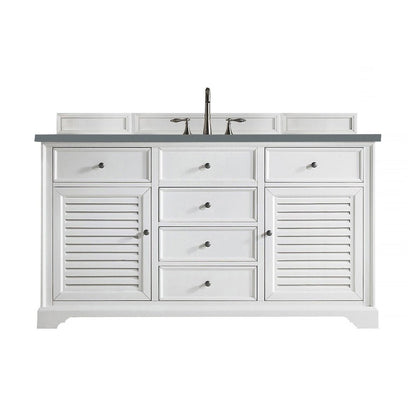 James Martin Vanities Savannah 60" Bright White Single Vanity - 238-104-V60S-BW-3AF