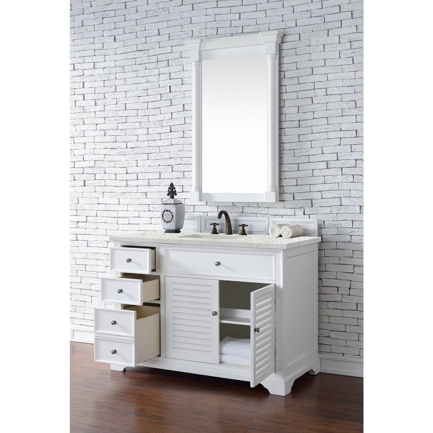 James Martin Vanities Savannah 48" Bright White Single Vanity - 238-104-V48-BW-3AF