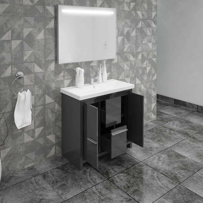 Casa Mare Alessio 36" Bathroom Vanity and Ceramic Sink Combo with LED Mirror - Alessio90GG-36