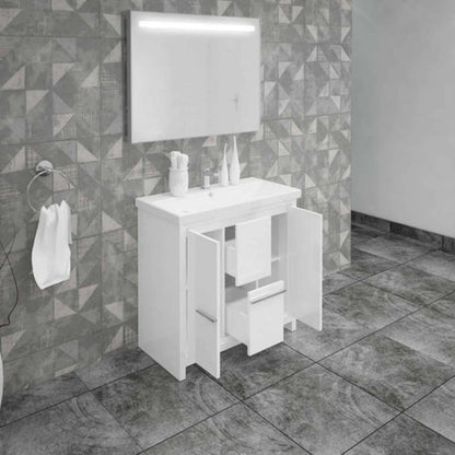 Casa Mare Alessio 36" Bathroom Vanity and Ceramic Sink Combo with LED Mirror - Alessio90GG-36
