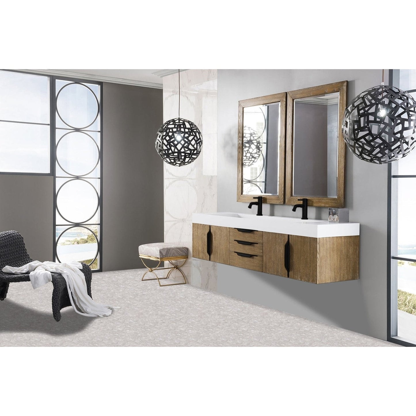 James Martin Vanities Mercer Island 72" Double Vanity - 389-V72D-AGR-G-DGG