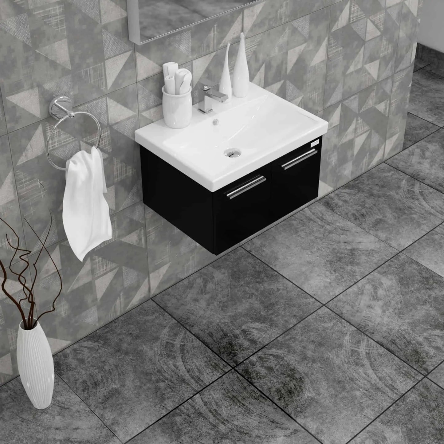 Casa Mare Aspe 32" Bathroom Vanity and Ceramic Sink Combo with LED Mirror - Aspe80GB-32