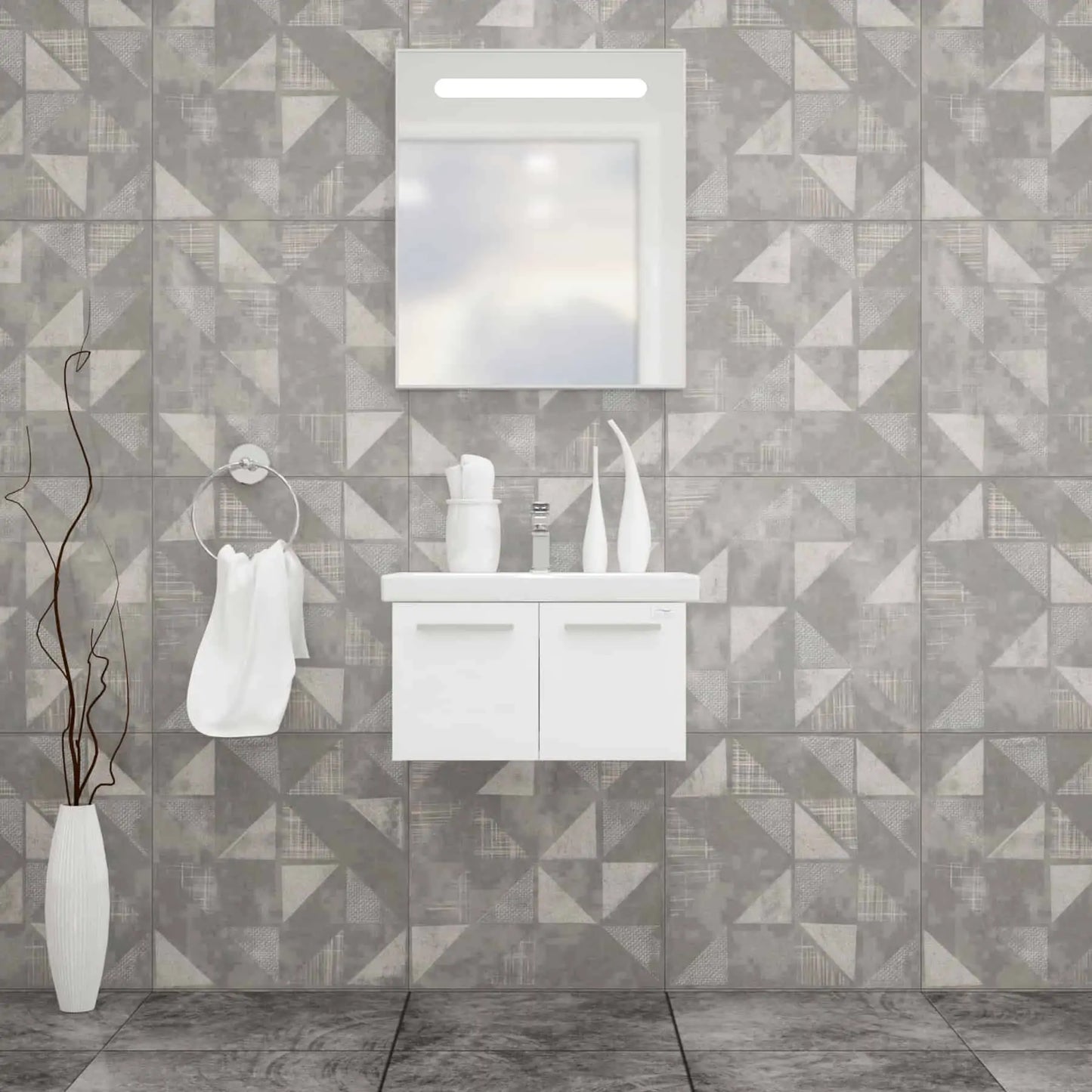 Casa Mare Aspe 24" Bathroom Vanity and Ceramic Sink Combo with LED Mirror - Aspe60GB-24