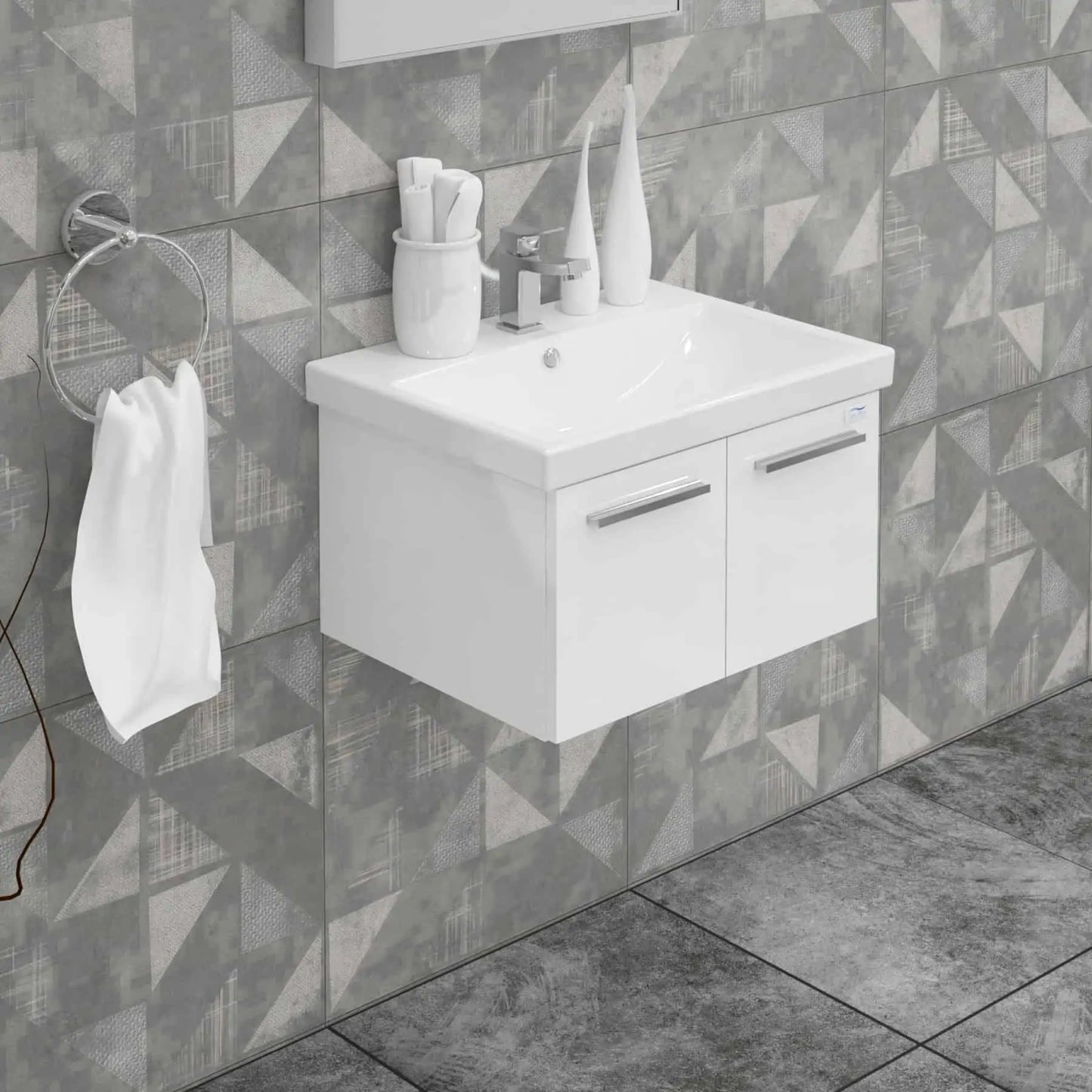 Casa Mare Aspe 24" Bathroom Vanity and Ceramic Sink Combo with LED Mirror - Aspe60GB-24