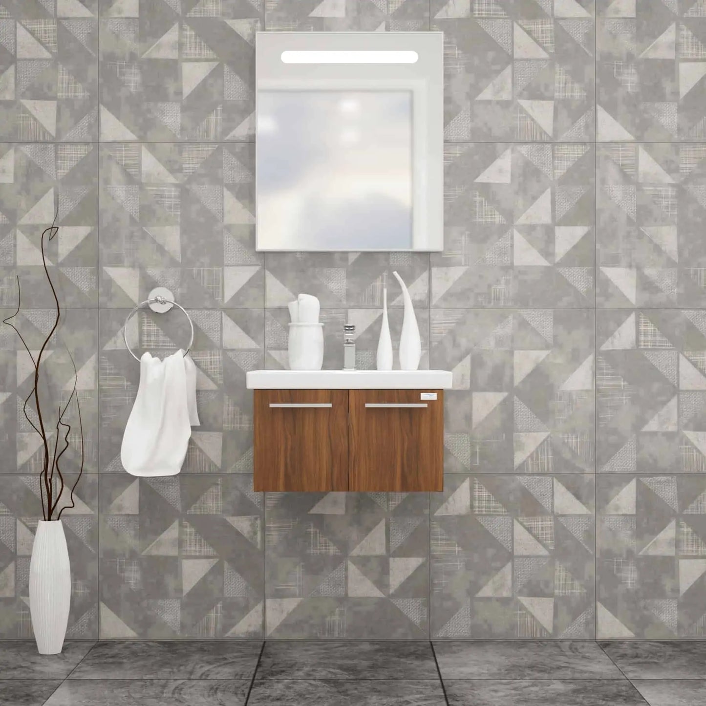 Casa Mare Aspe 24" Bathroom Vanity and Ceramic Sink Combo with LED Mirror - Aspe60GB-24