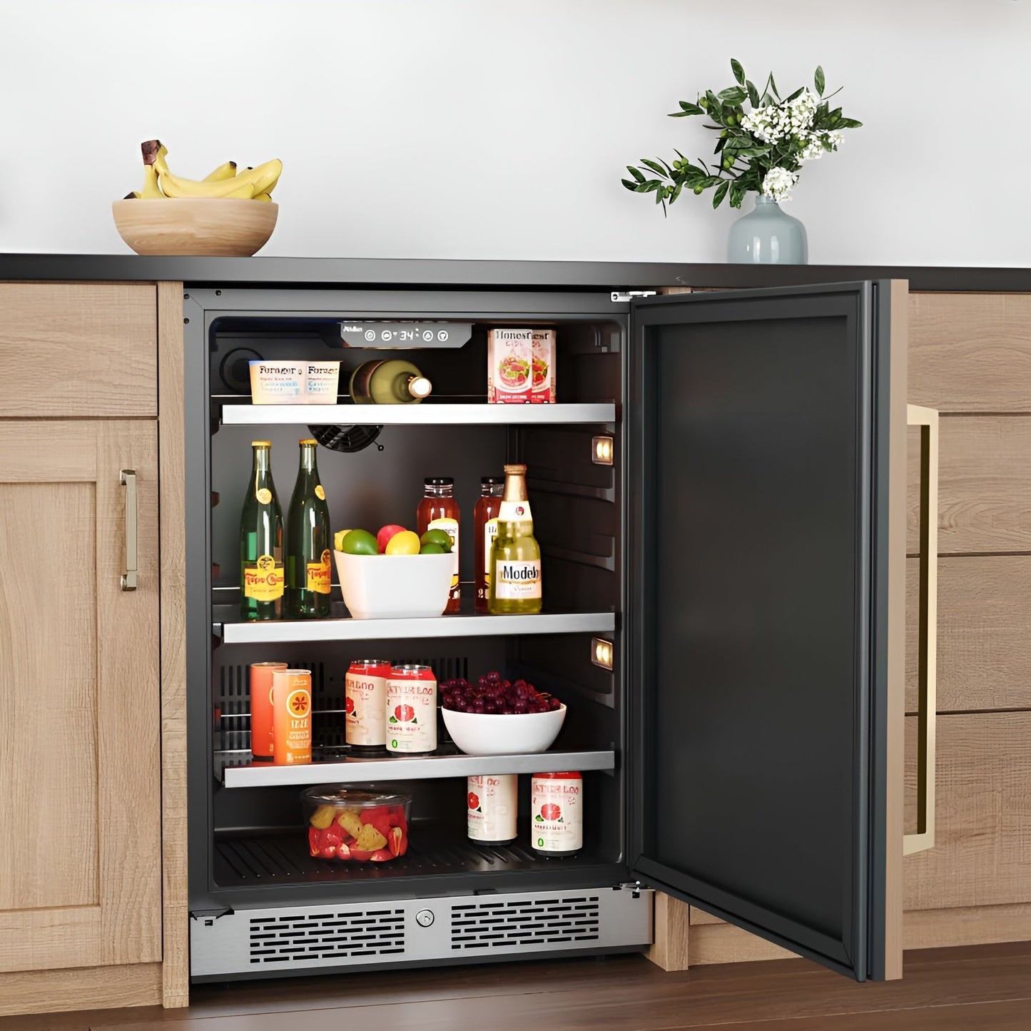 Avallon 24 Inch Wide 140 Can Energy Efficient Beverage Center with LED Lighting, Double Pane Glass, Touch Control Panel and Right Swing Door - ABR242PRSRH