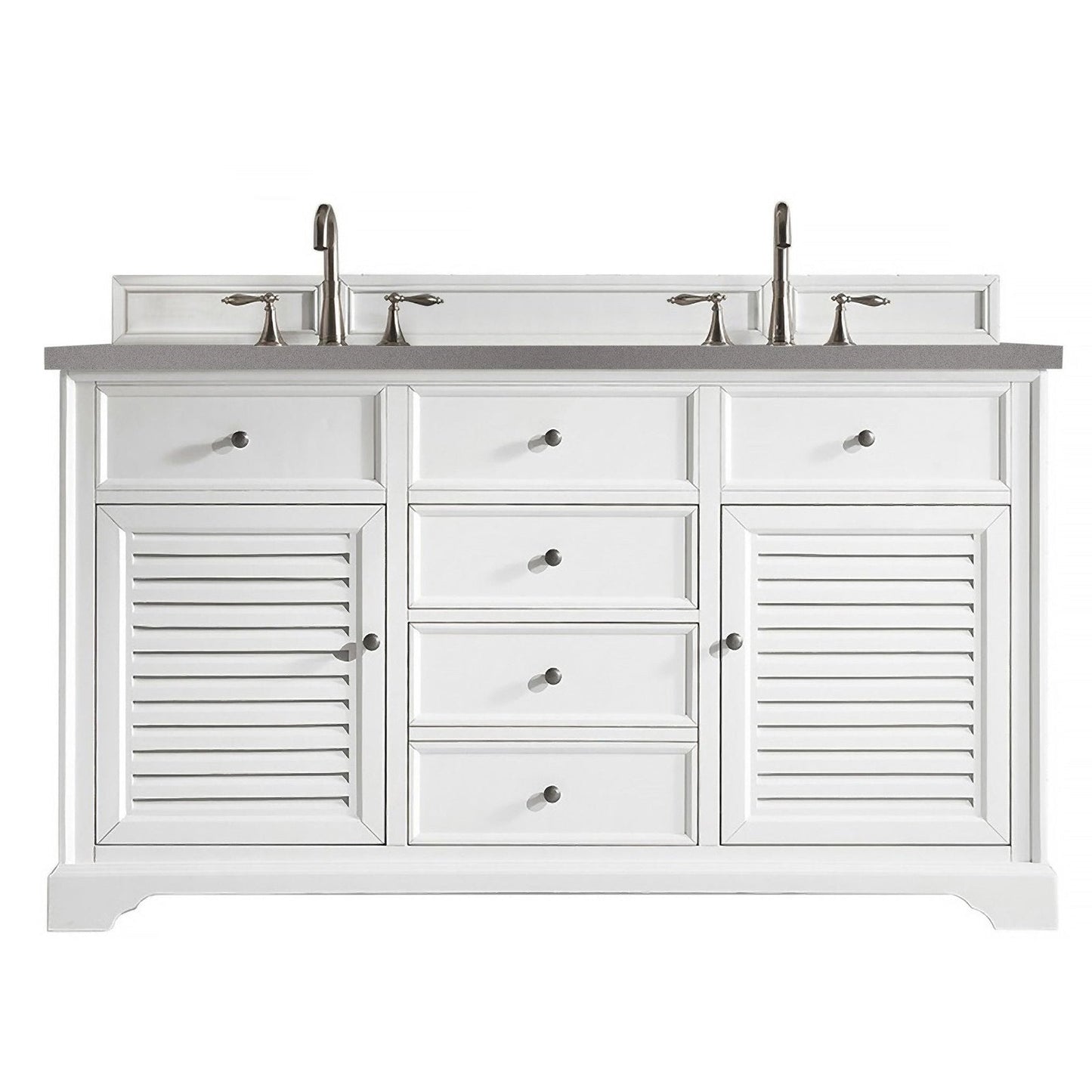 James Martin Vanities Savannah 60" Bright White Double Vanity - 238-104-V60D-BW-3AF