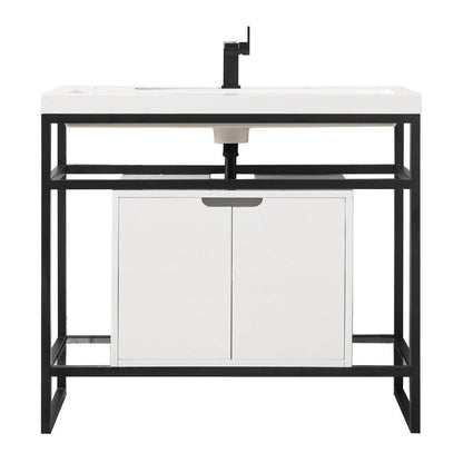 James Martin Vanities Boston 39.5" Stainless Steel Sink Console - C105V39.5RGDSCGWWG