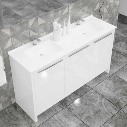 Casa Mare Benna 63" Bathroom Vanity and Double Sink Combo with LED Mirror - Benna160GG-63