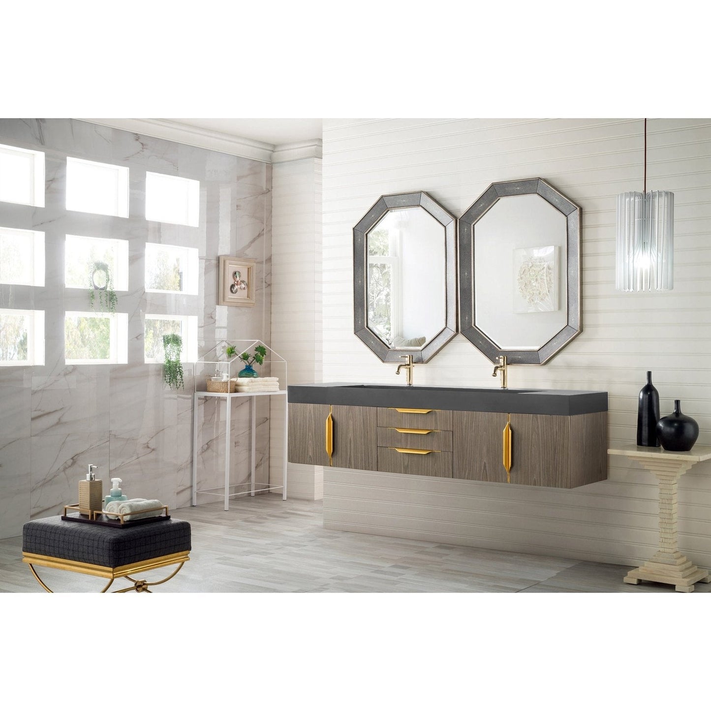 James Martin Vanities Mercer Island 72" Double Vanity - 389-V72D-AGR-G-DGG