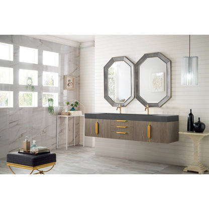James Martin Vanities Mercer Island 72" Double Vanity - 389-V72D-AGR-G-DGG