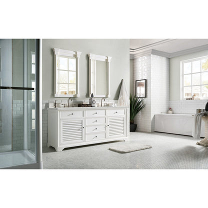 James Martin Vanities Savannah 72" Bright White Double Vanity - 238-104-V72-BW-3AF