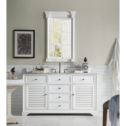 James Martin Vanities Savannah 60" Bright White Single Vanity - 238-104-V60S-BW-3AF