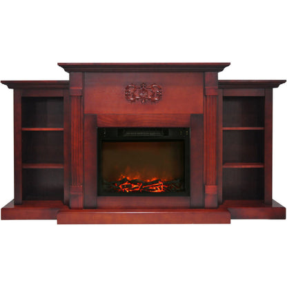 Cambridge Sanoma 72 In. Electric Fireplace in Cherry with Bookshelves and Enhanced Log Display - CAM7233-1CHRLG2