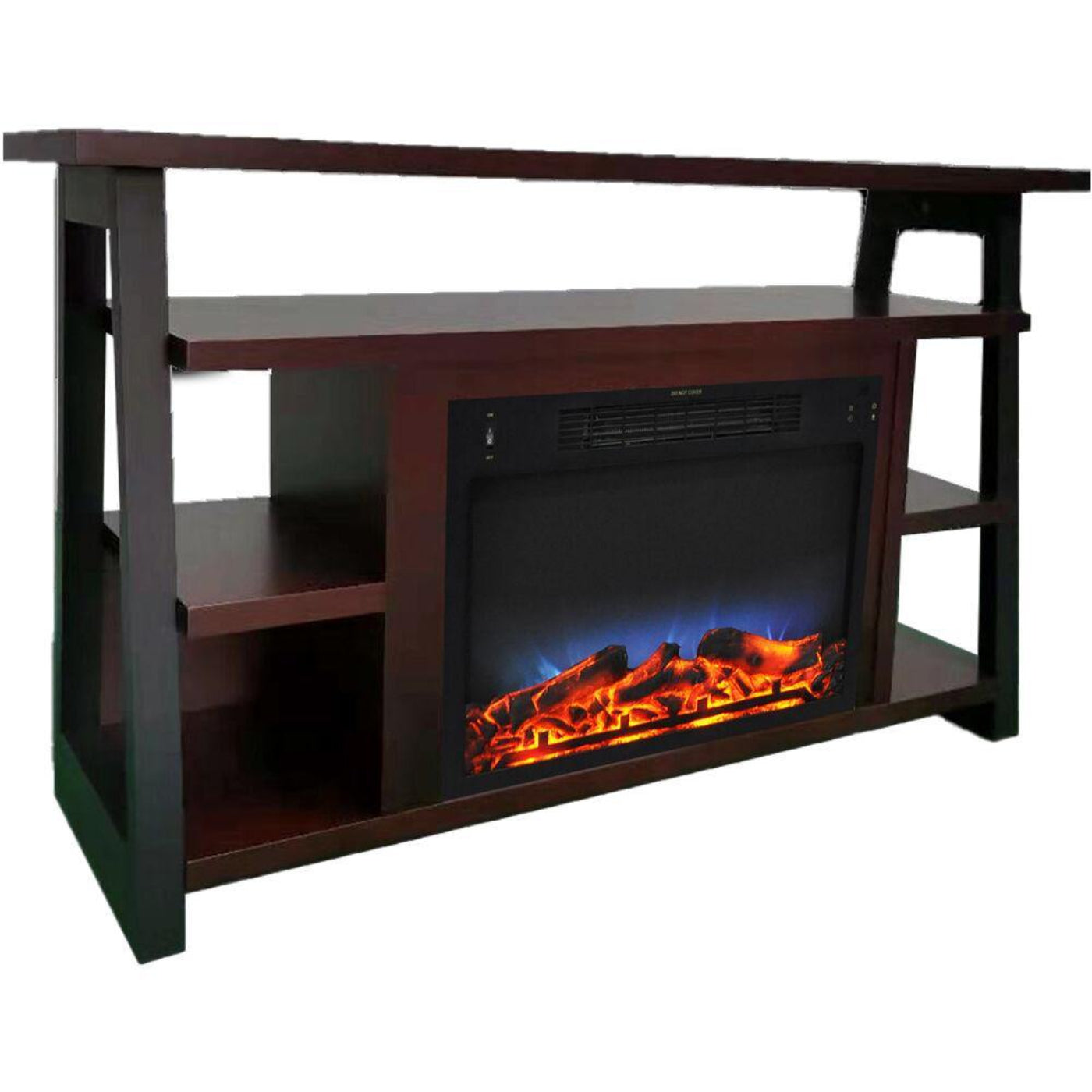 Cambridge 32-In. Sawyer Industrial Electric Fireplace Mantel with Realistic Log Display and LED Color Changing Flames, Mahogany, - CAM5332-1MAHLED