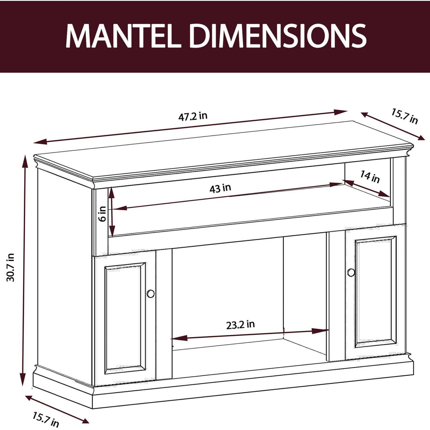 Cambridge 47-In. Sorrento Electric Fireplace with Multi-Color LED Insert and Entertainment Stand in Cherry - CAMBR5021-2CHRLED