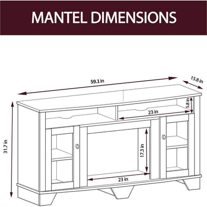 Cambridge Savona 59 In. Electric Fireplace in Cherry with Entertainment Stand and Enhanced Log Display - CAM6022-1CHRLG2