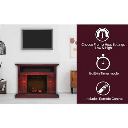 Cambridge Sorrento Electric Fireplace Heater with 47-In. Mahogany TV Stand, Enhanced Log Display, Multi-Color Flames and Remote Control - CAM5021-2CHRLG3