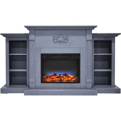 Cambridge Sanoma 72 In. Electric Fireplace in Cherry with Bookshelves and a Multi-Color LED Flame Display - CAM7233-1CHRLED