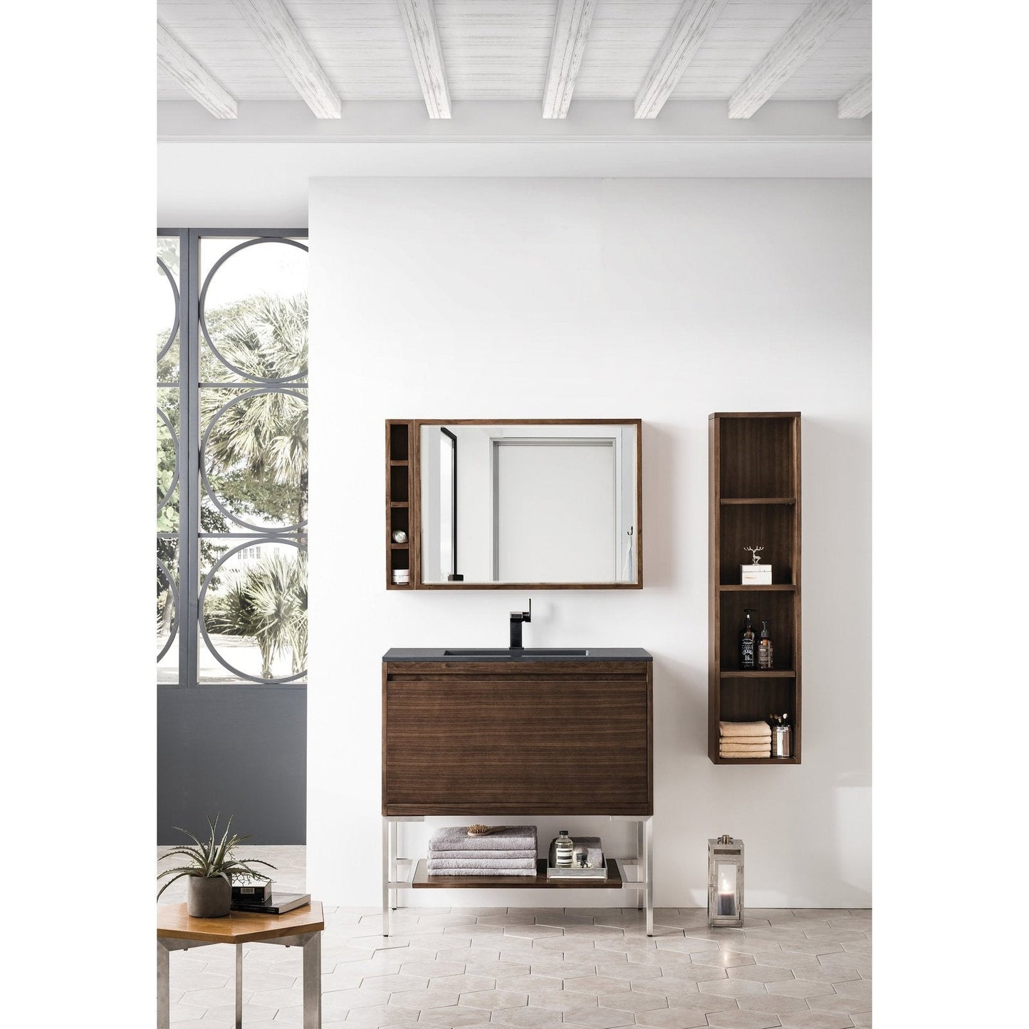 James Martin Vanities Milan 35.4" Square Cube Mirror - 803-M35.4-GW