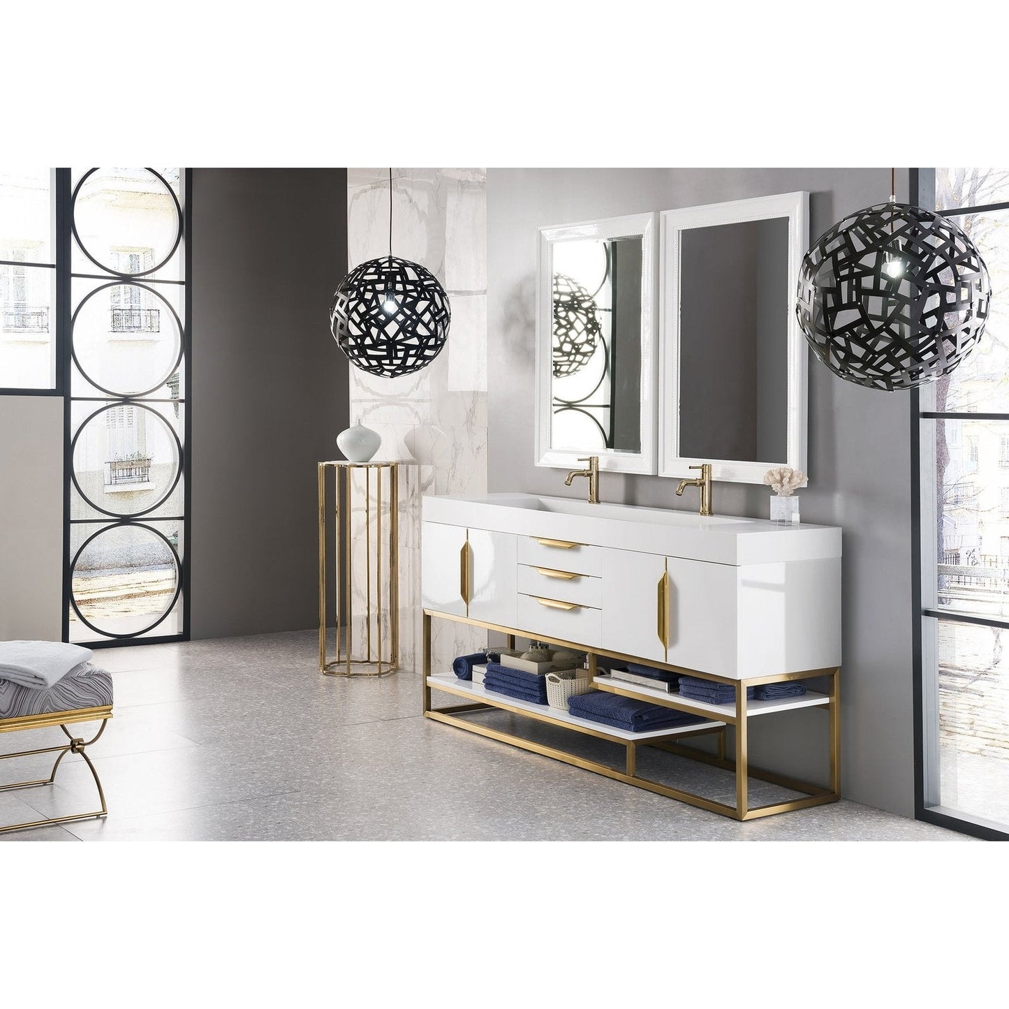 James Martin Vanities Columbia 72" Double Vanity - 388-V72D-AGR-MB-DGG