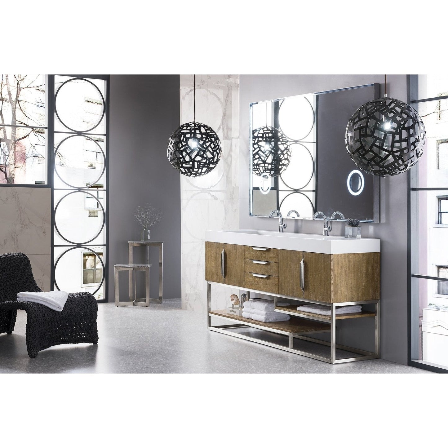 James Martin Vanities Columbia 72" Double Vanity - 388-V72D-AGR-MB-DGG