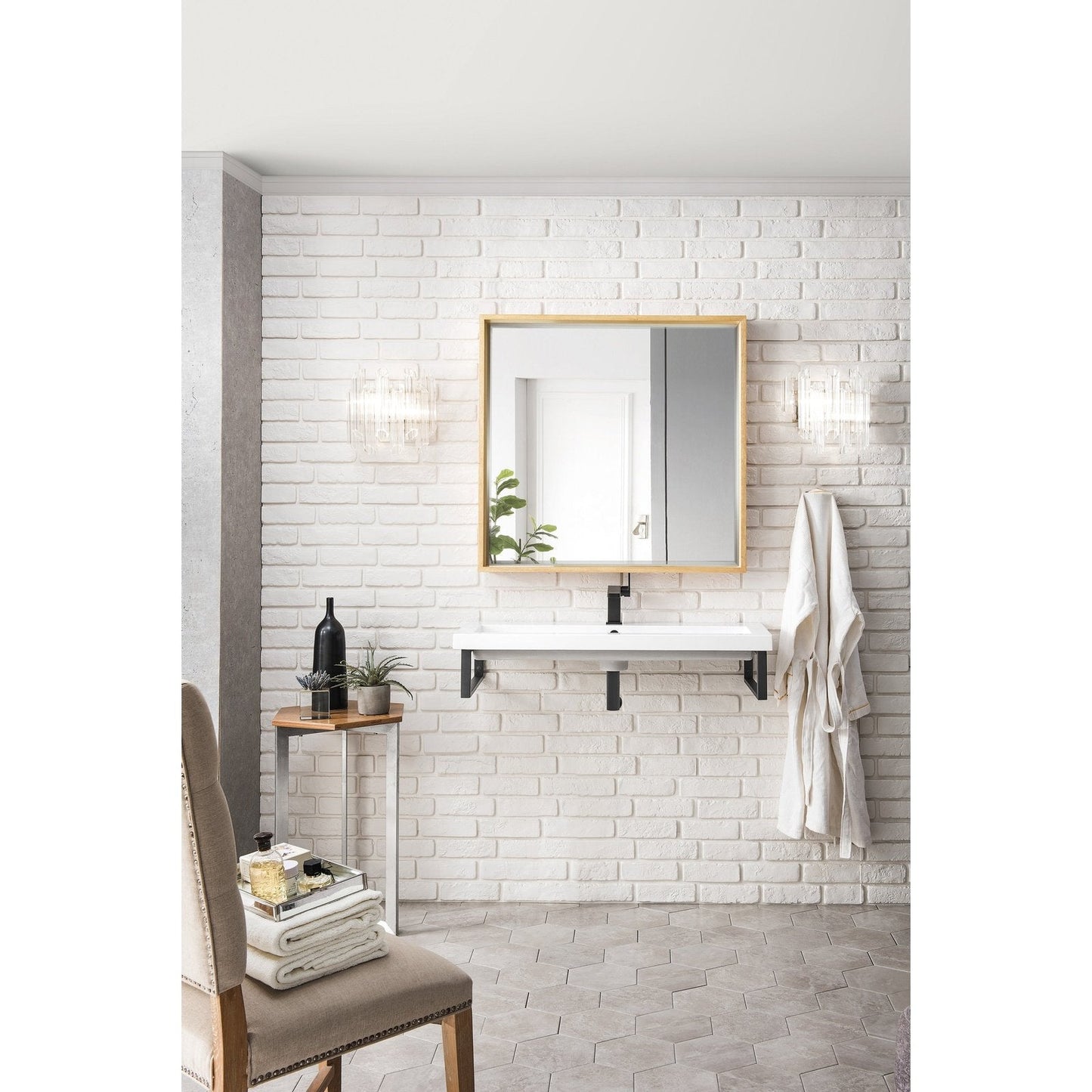 James Martin Vanities Milan 35.4" Square Cube Mirror - 803-M35.4-GW