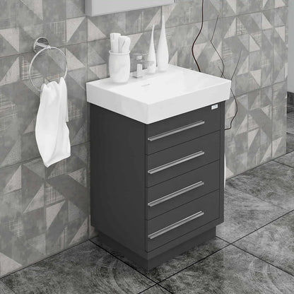 Casa Mare Domenico 24" Bathroom Vanity and Ceramic Sink Combo with LED Mirror - Domenico60GG-24
