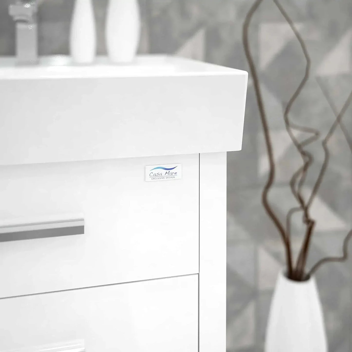 Casa Mare Domenico 32" Bathroom Vanity and Ceramic Sink Combo with LED Mirror - Domenico80GG-32