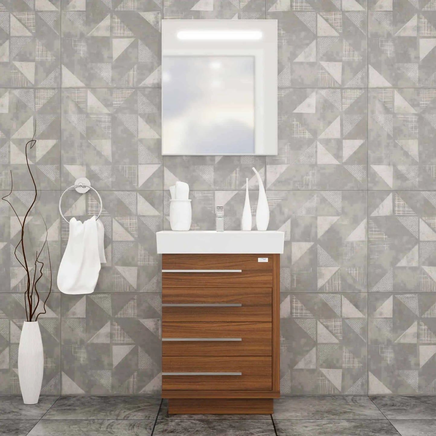Casa Mare Domenico 32" Bathroom Vanity and Ceramic Sink Combo with LED Mirror - Domenico80GG-32