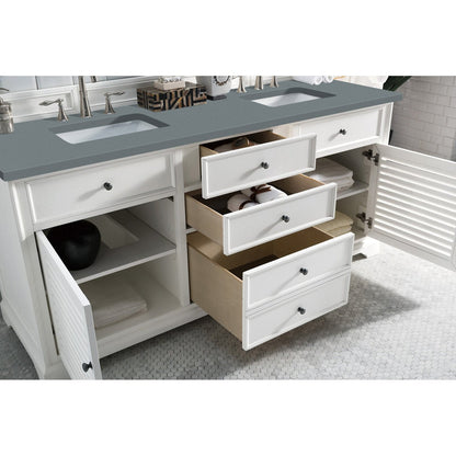 James Martin Vanities Savannah 72" Bright White Double Vanity - 238-104-V72-BW-3AF