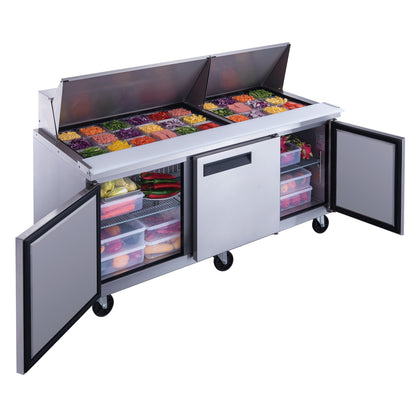 Chef AAA - TSP72M Commercial 72" 30 Pan Salad Sandwich Food Prep Table Refrigerator Mega Top - TSP72M