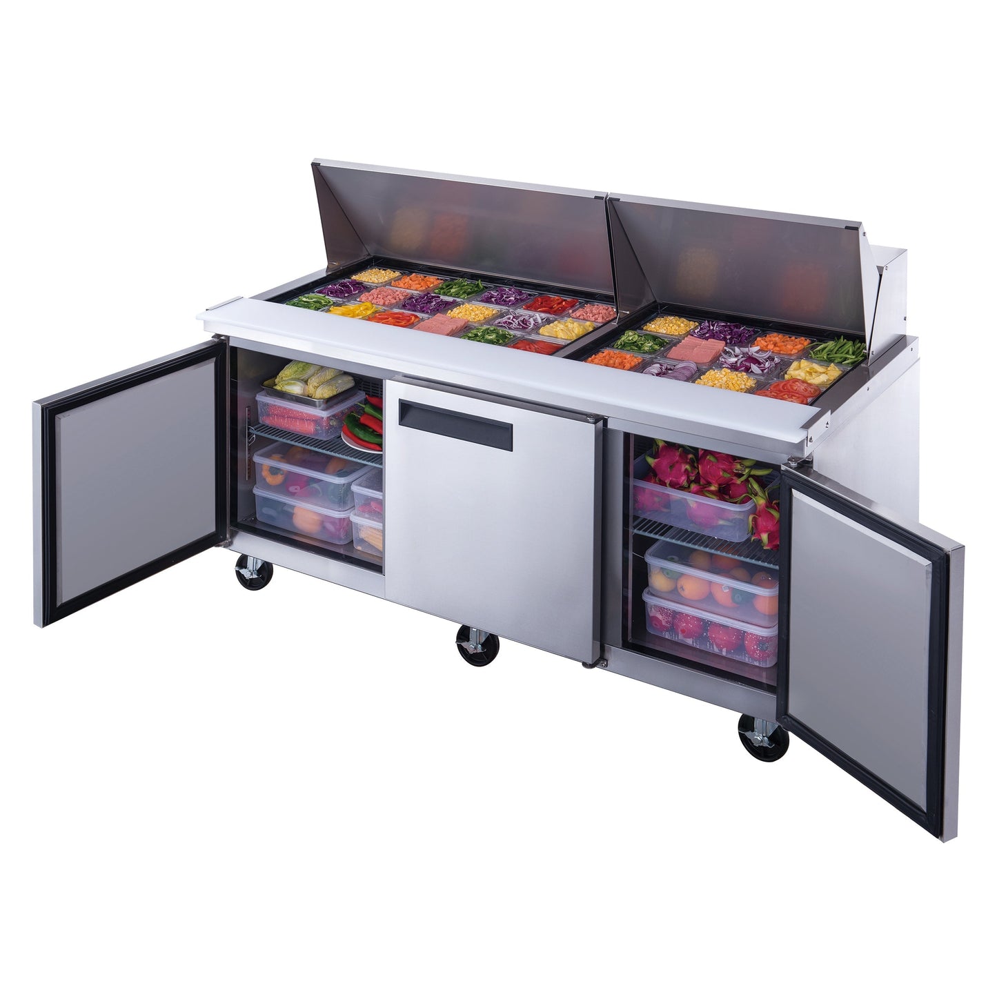 Chef AAA - TSP72M Commercial 72" 30 Pan Salad Sandwich Food Prep Table Refrigerator Mega Top - TSP72M