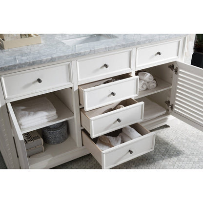 James Martin Vanities Savannah 60" Bright White Single Vanity - 238-104-V60S-BW-3AF