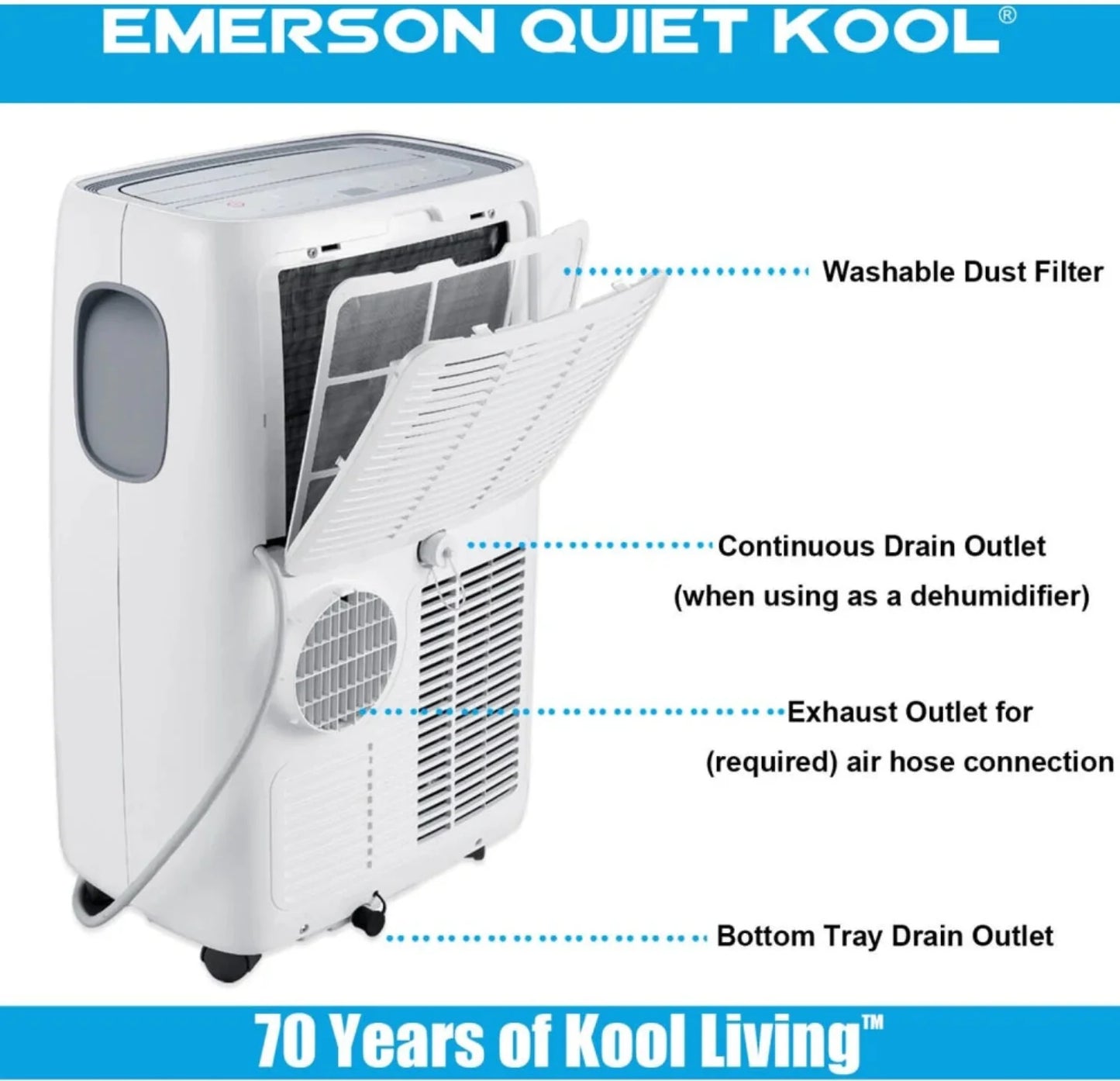 Emerson Quiet - 14000 BTU Heat/Cool Portable Air Conditioner with Wifi Controls | EAPE14RSD1