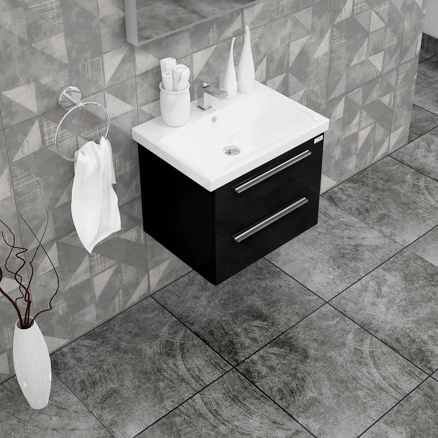 Casa Mare Elke 32" Bathroom Vanity and Ceramic Sink Combo with LED Mirror - Elke80GB-32