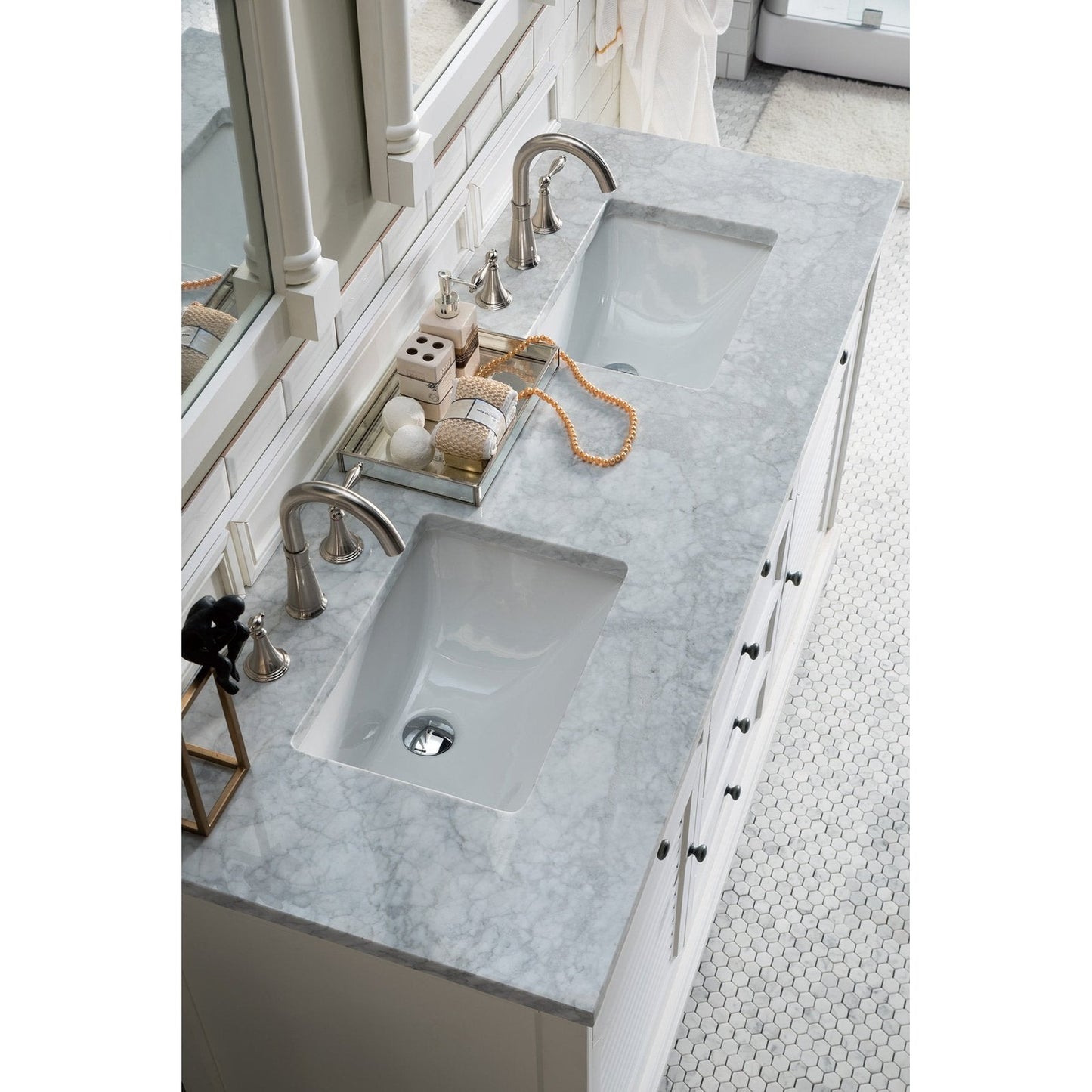 James Martin Vanities Savannah 60" Bright White Double Vanity - 238-104-V60D-BW-3AF